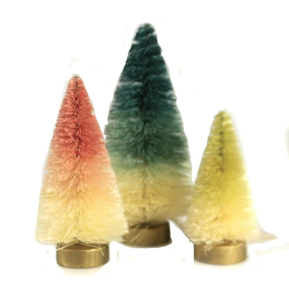 Bethany Lowe 6.00In Mini Pastel Ombre Trees Set/3, Sisal, Soft Shades Spring Easter Lc832
