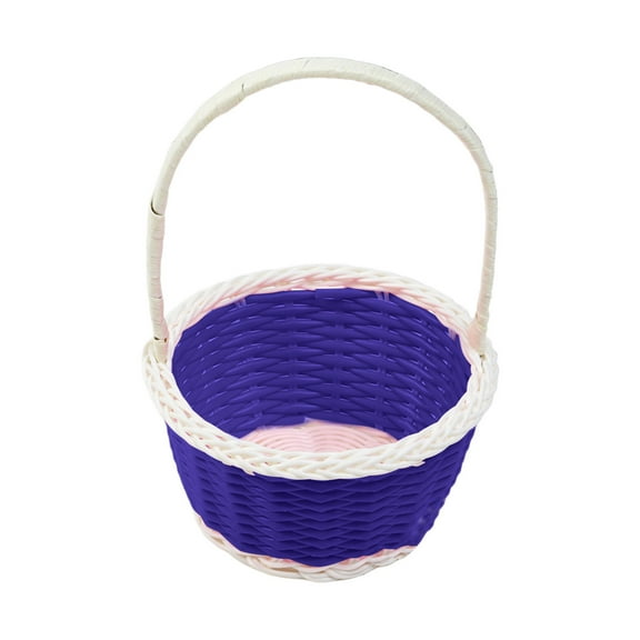 Easter Mini Plastic Woven Basket - Blue, 5.12x2.76in, Perfect for Easter Home, Outdoor, and School Decoration, Great for DIY Egg and Carrot Holders, Mini Picnic Basket for Festive Celebrations
