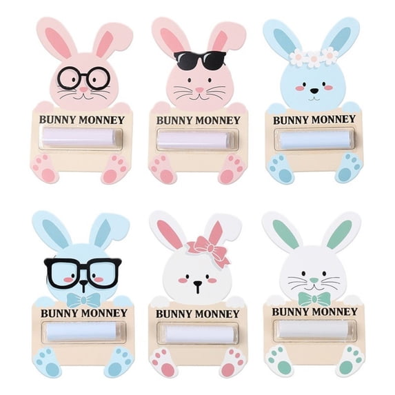 Easter Money Holder, Bunny-Shaped Paper Banknote Card for Festival Party Decoration, Gift Card Pendant, 6pcs Set