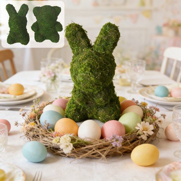 Easter Moss Ornament, Green, Foam, Cute Figure Style, Covered with Simulated Lichen, Natural Texture, Home and Holiday Decoration, Exquisite Craftsmanship