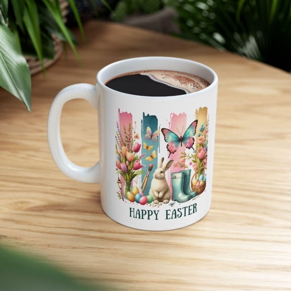 Easter Mug Spring Coffee Cup Cute Bunny Mug Easter Gift Springtime Tea Easter Basket Stuffer Gift Idea Wo.jpg