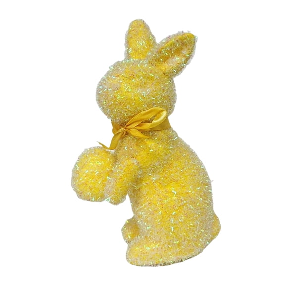 Easter Multi Expression Simulation Flock Bunny Ornament For Home Garden Patio Decor 8.7X5.1X3.4 Inch Yellow