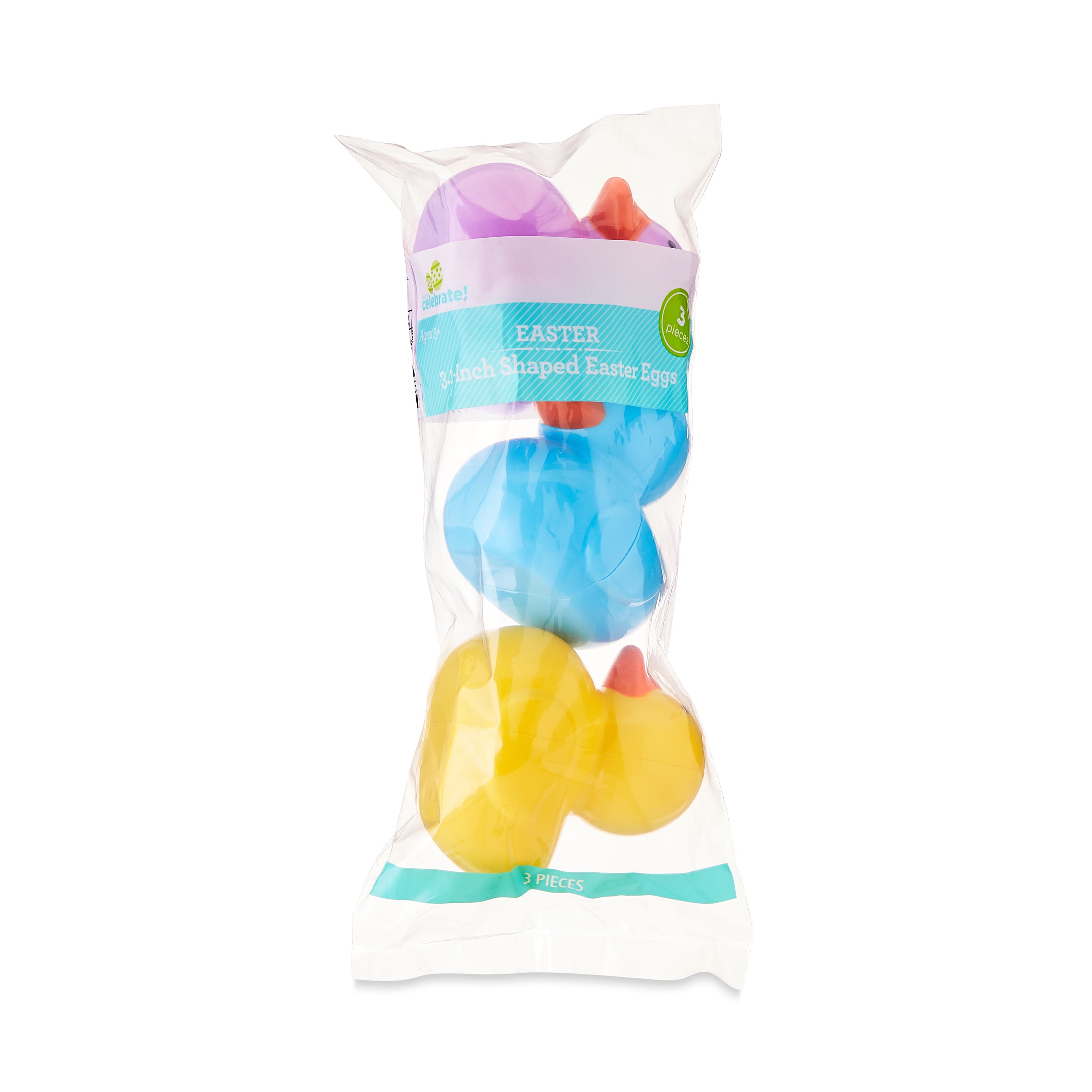 Easter Multicolor Duck-Shaped Plastic Fillable Eggs, 3 in, 3 Count, by Way To Celebrate