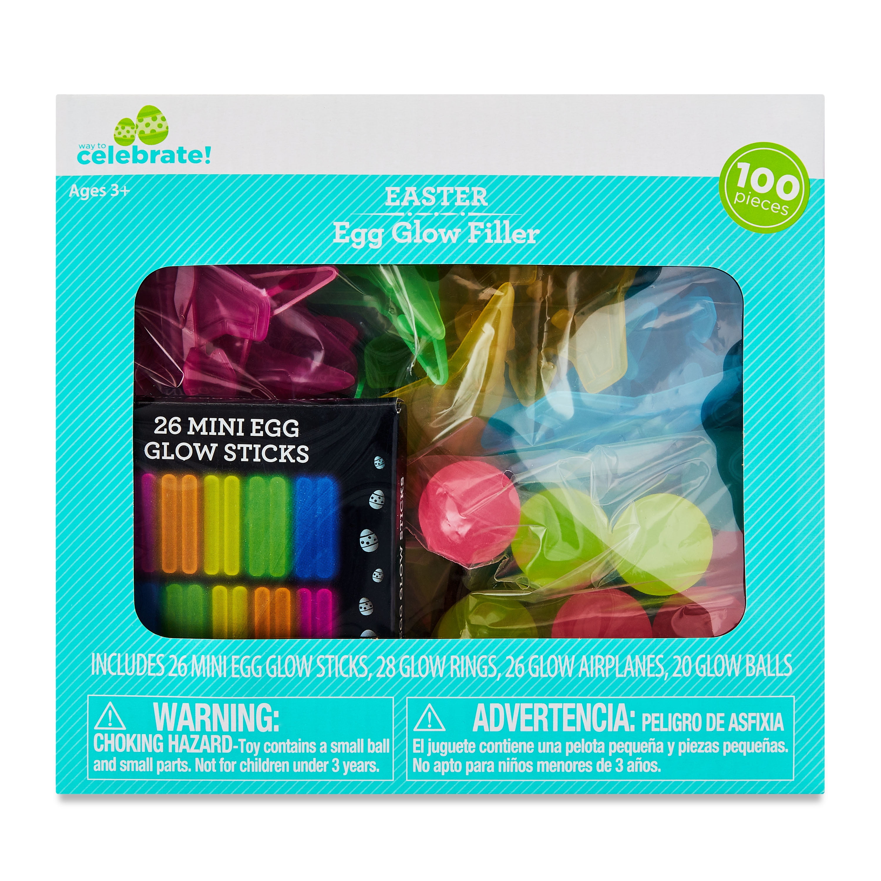 Easter Multicolor Fluorescent Egg Glow Filler, 100 Pieces, by Way To Celebrate
