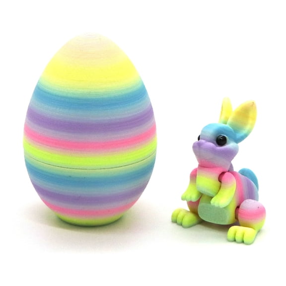 Easter Mystery Bunny Surprise Eggs, Colorful 3D Printed Egg Tabletop Decor for Stress Relief, Spring & Easter Gifting