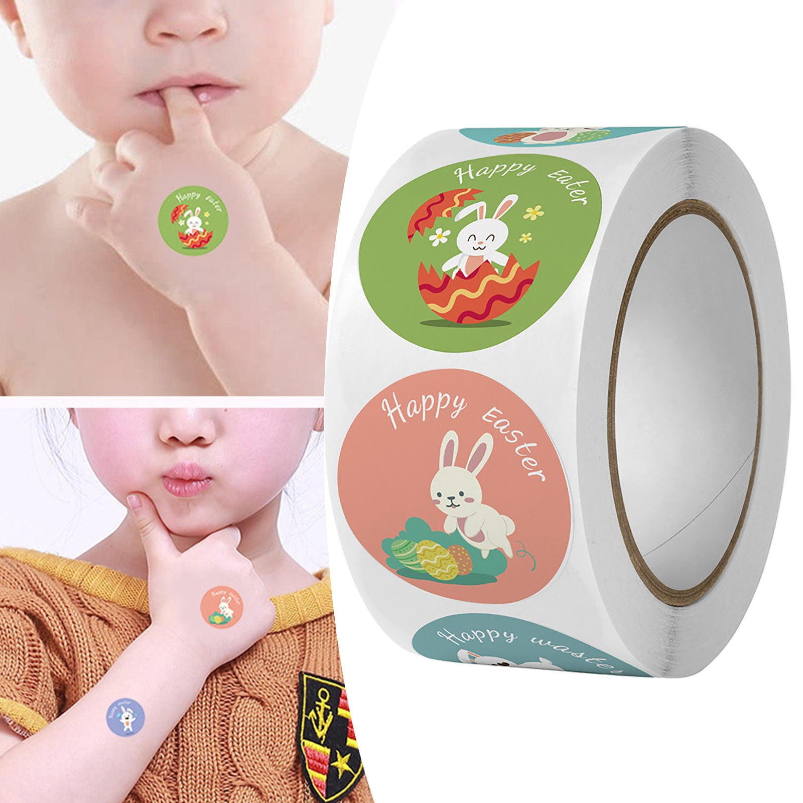 Tag With Sticker Easter Name Tags Sticker,500 Colorful Stickers Easter Rabbit Gifts ...