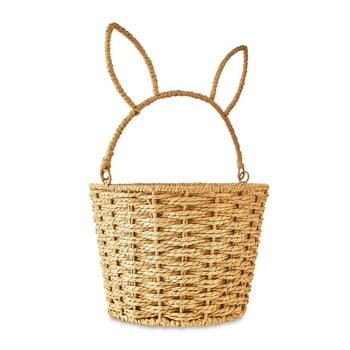 Easter Natural Paper Rope Basket with Bunny Ears, by Way To Celebrate