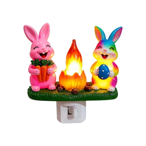 A Easter Night Light, Plug-In Led Decorative Lamp With Transparent Plastic Shade And Button Control, For Bedroom Bedside And Holiday Ambiance 5.12In 0.48Lb