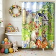 thumbnail image 1 of Easter No-Drill Bath Curtain - 12 Reinforced Hooks Included, Waterproof Mildew-Resistant Fabric, Festive Rabbit & Egg Print Bathroom Linen, Easy to Hang for Easter Decor, 70.87*47.24in, Multicolor, 1 of 6