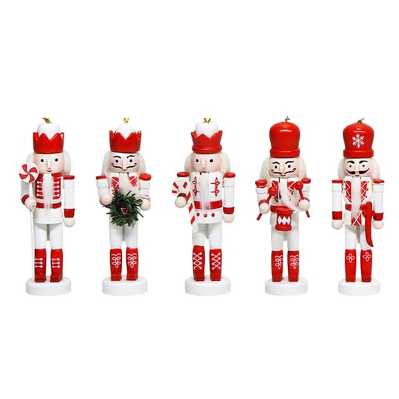 Easter Nutcracker Ornaments Set, Wooden Christmas Nutcracker Soldier Figures Decorative Collectible Nutcracker 5 Inch Mini Nutcracker Figurines Christmas Tree Hanging Decorations - 5pcs Macaron
