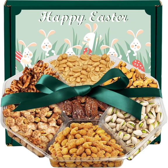 Easter Nuts Gift Basket - Freashly Packed Nuts in a Beautiful Easter Designed Box, Ideal Gift Baskets for Men, Unique Treat for Gifting, Snacking, Sharing with Friend and Family.