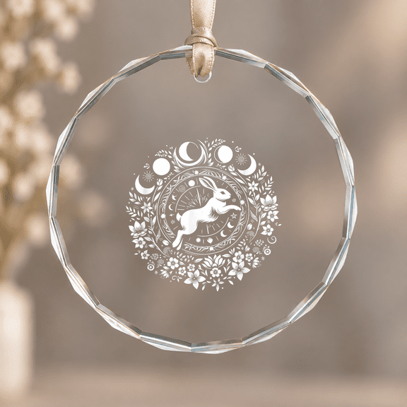 Easter Ostara Eostre Pagan Witchcraft Spring Moon Christmas Ornament, Holiday Keepsake Gift, Circle Glass Ornament