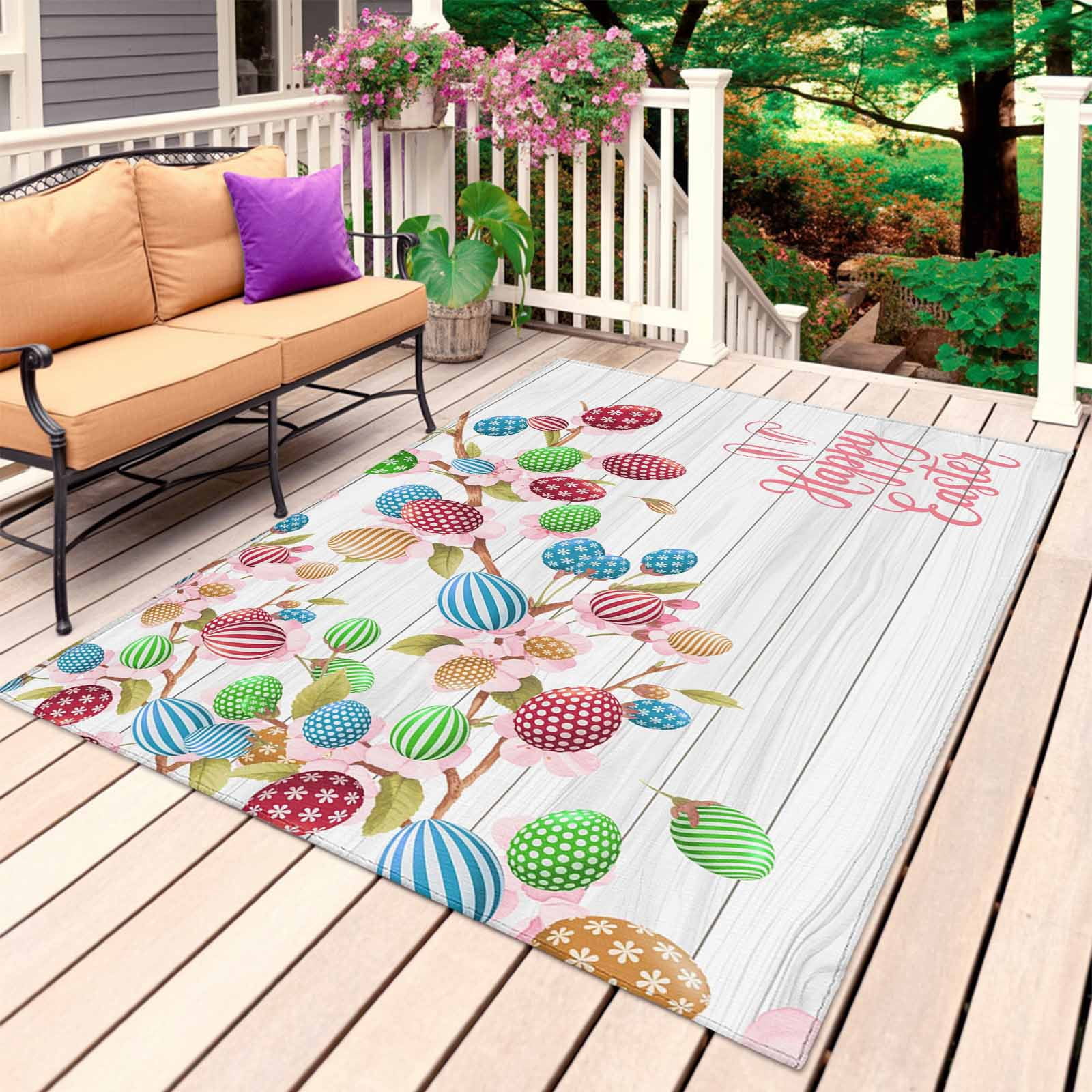 Easter Outdoor Rug 3x5 Ft, Non Slip Washable Area Rug, Spring Funny ...