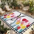 thumbnail image 1 of Easter Outdoor Rug for Patio/Deck/Porch, Non-Slip Large Area Rug 4 x 6 Ft, Rabbit Spring Botanical Flowers Black White Lattice Indoor Outdoor Rugs Washable Area Rugs, Camping Rug Carpet Runner, 1 of 8