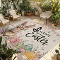 thumbnail image 1 of Easter Outdoor Rug for Patio/Deck/Porch, Non-Slip Large Area Rug 5 x 8 Ft, Spring Rabbit Eggs Roses Colorful Flags Leaves Indoor Outdoor Rugs Washable Area Rugs, Reversible Camping Rug Carpet Runner, 1 of 8