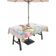 thumbnail image 1 of Easter Outdoor Tablecloth - 52x70 Inch Rectangle Dining Table Cover, Spring Rabbit Eggs Blooms Flowers Leaf Grey Plaid Waterproof Outdoor Table Cloth with Umbrella Hole & Zipper for Picnic/Patio, 1 of 7