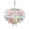 thumbnail image 1 of Easter Outdoor Tablecloth - 60 Inch Round Dining Table Cover, Spring Bunny Feet Eggs Floral Herb Wooden Plank Waterproof Outdoor Table Cloth with Umbrella Hole & Zipper for Picnic/Patio/Party, 1 of 7