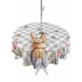 thumbnail image 1 of Easter Outdoor Tablecloth - 60 Inch Round Dining Table Cover, Spring Rabbit Butterfly Botanical Florals Grey Plaid Waterproof Outdoor Table Cloth with Umbrella Hole & Zipper for Picnic/Patio/Party, 1 of 7