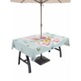 thumbnail image 1 of Easter Outdoor Tablecloth - 60x102 Inch Rectangle Dining Table Cover, Spring Rabbits Ears Feet Flowers Wooden Grain Waterproof Outdoor Table Cloth with Umbrella Hole & Zipper for Picnic/Patio/Party, 1 of 7