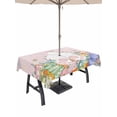 thumbnail image 1 of Easter Outdoor Tablecloth - 60x120 Inch Rectangle Dining Table Cover, Country Rabbit Feet Eggs Leaves Pink Wooden Grain Waterproof Outdoor Table Cloth with Umbrella Hole & Zipper for Picnic/Patio, 1 of 7