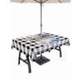 thumbnail image 1 of Easter Outdoor Tablecloth - 60x84 Inch Rectangle Dining Table Cover, Spring Bunny Botanical Blooms Flowers Black Plaid Waterproof Outdoor Table Cloth with Umbrella Hole & Zipper for Picnic/Patio, 1 of 7