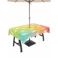 thumbnail image 1 of Easter Outdoor Tablecloth - 60x84 Inch Rectangle Dining Table Cover, Spring Rabbits Silhouette Rainbow Ombre Art Waterproof Outdoor Table Cloth with Umbrella Hole & Zipper for Picnic/Patio/Party, 1 of 7