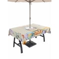 thumbnail image 1 of Easter Outdoor Tablecloth - 60x84 Inch Rectangle Dining Table Cover, Spring Watercolor Bunny Eggs Flowers Wood Grain Waterproof Outdoor Table Cloth with Umbrella Hole & Zipper for Picnic/Patio/Party, 1 of 7