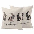 thumbnail image 1 of Easter Outdoor Waterproof Pillow Covers, Retro Spring Rabbit Plaid Flowers Animal Floral Decorative Square Throw Pillowcase Sofa Cushion Sham for Patio/Couch/Chair, 26"x26" 2 Pack, 1 of 8