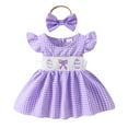 thumbnail image 1 of Easter Outfit Baby Girl Romper Dress My First Easter Fly Sleeve Smocked Dress Cute Baby Summer Clothes Footie Baby Girl Boys Toddler Clothes, 1 of 9