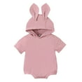 thumbnail image 1 of Easter Outfit Girl Baby Boys Girls Long Sleeve Solid Easter Rabbit Ear Romper Kids Jumpsuit Boys Easter Shirt Red 18 Months-24 Months, 1 of 7