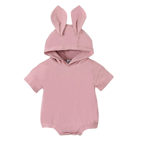 Easter Outfit Girl Baby Boys Girls Long Sleeve Solid Easter Rabbit Ear Romper Kids Jumpsuit Boys Easter Shirt Red 18 Months-24 Months