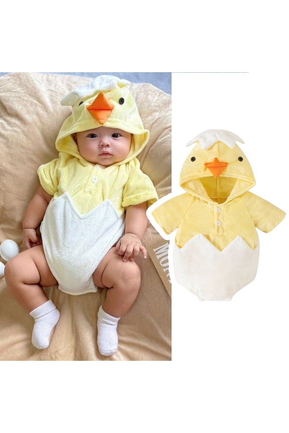 Easter Outfit Baby Girl Boy Long Sleeve Chicken Romper Jumpsuit with Hood 6-12 Months Baby Girl Clothes