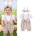 thumbnail image 1 of Easter Outfit Toddler Girl Short Sleeve Cute Print Bodysuit and Headband Set Girls Summer Clothes Baby Girl 12-18 Months Outfits, 1 of 6