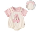 thumbnail image 1 of Easter Outfit for Baby Girl Short Sleeve Bunny Bodysuit Romper Summer Clothes Girl Outfits 0-3 Months, 1 of 8