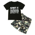 thumbnail image 1 of Easter Outfits For Boys Boys Easter Outfit Toddler Baby Boy Summer Clothes 2 Piece Outfit Funny Letter T Shirt Elastic Waist Shorts Set Black 2-3 Years, 1 of 7