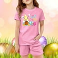 thumbnail image 1 of Easter Outfits Set Two Piece for Girls Bunny Print Short Sleeve T-Shirt and Shorts Set Kids Summer Soft Loungewear Clothes Set Pink 9-10 Y, 1 of 4