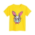 thumbnail image 1 of Easter Outfits for Girls Cotton Short Sleeve T-shirts Cute Rabbit Printed Graphic Tees Kids Tween 3-16 Years (3-4 Years, Yellow 01), 1 of 5