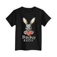 thumbnail image 1 of Easter Outfits for Girls Cotton Short Sleeve T-shirts Cute Rabbit Printed Graphic Tees Kids Tween 3-16 Years (5-6 Years, Black), 1 of 5