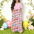 thumbnail image 1 of Easter Outfits for Girls Easter Bunny Egg Printed Short Sleeved Dress Printed Double Pocket Dress Casual Long Skirt 4-14Y Pink 7-8 Years, 1 of 6