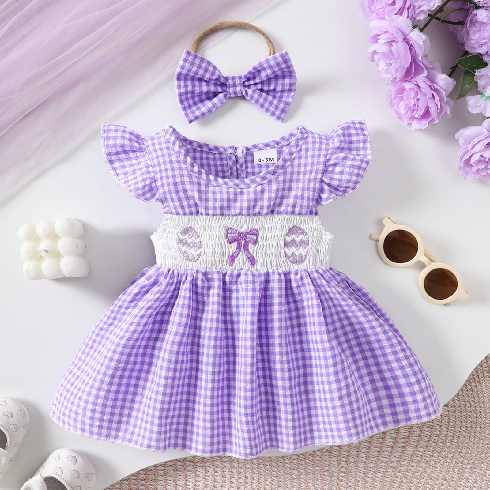infant purple easter dress Eashery Infant Girl's Tulle Dress, Floral Summer Wedding Birthday Casual  Tea Party Dress, Purple, 12-18 Months