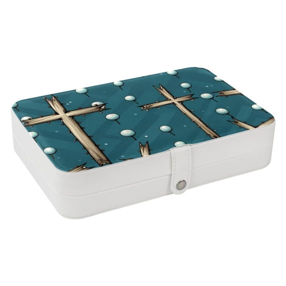 Easter PU Leather Travel Jewelry Organizer Box with Removable Compartment and Bracelet Holder
