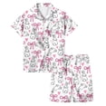 thumbnail image 1 of Easter Pajamas Baby Girl Bunny Print and Egg Print Shorts Home Pajamas Set Cute Button-Up Sleepwear for Kids and Girls Pink,3-4 Years, 1 of 5