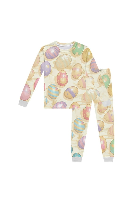 Easter Pajamas Baby Long Sleeve Top and Pants Two Piece Easter Printed Nightwear Boy Pajamas 7-8 Years