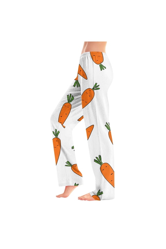 Easter Pajamas Pants Men Drawstring Stretch Waist Casual Sleepwear Cute Bunny Print Soft Wide Leg Pants (White,2XL)
