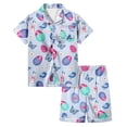 thumbnail image 1 of Easter Pajamas Toddler Girl Size 10 Egg Button Up Shorts Satin Pajamas Set Pulloverr Sleepwear Set Trendy Fashion Cothes #Z01 Light Purple 8-9 Years, 1 of 4