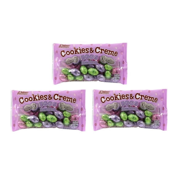 Easter Palmer Chocolate Cookies & Cream Eggs Candy Candies  Creamy Egg Candy with Cookie Bits  Great for Easter Baskets and Easter Egg Stuffers 4.5 oz Bags (3 Pack)