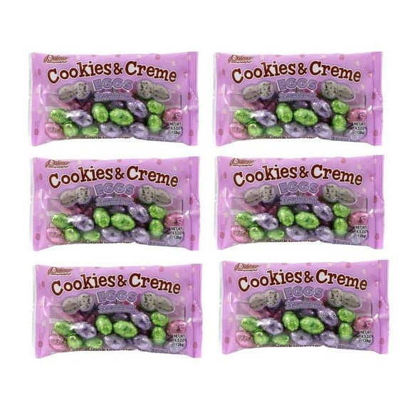 Easter Palmer Chocolate Cookies & Cream Eggs Candy Candies – Creamy Egg Candy with Cookie Bits – Great for Easter Baskets and Easter Egg Stuffers 4.5 oz Bags (6 Pack)