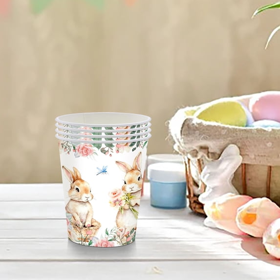 Easter Paper Cups 20Pcs, Bunny Disposable Drinking Cups, Spring Easter Holiday Party Beverage Supplies