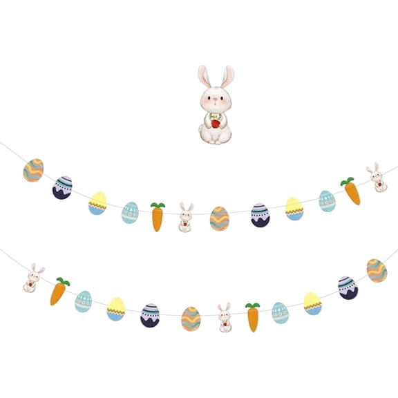 Easter Paper String Art Cartoon Bunny Garland, 82Ft Length Paper Decor With Bunny & Egg Designs, For Easter Party, Children's Birthday, Bedroom, Hallway, Patio, Fireplace, Garden,