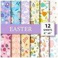 thumbnail image 1 of Easter Party Decorating Craft Paper Pack, 12-Pack 6x6 Inch Assorted Design Craft Paper, Vibrant DIY Materials for Gift Tags, Banner Making, Home Craft, Scrapbooking and Seasonal Projects, 1 of 7